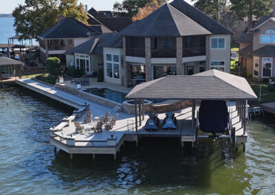 Dock decking over lake