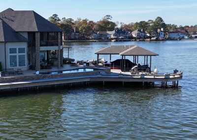 Deck built along shoreline