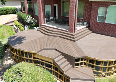 Custom Wood Deck Overlooking Lake Conroe by the Boat Lift, Dock and Bulkhead Company
