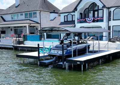 Custom Aluminum Dock & Bikini Top Boat Lift on Lake Conroe