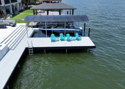Custom Aluminum Dock & Bikini Top Boat Lift on Lake Conroe by the Boat Lift, Dock and Bulkhead Company