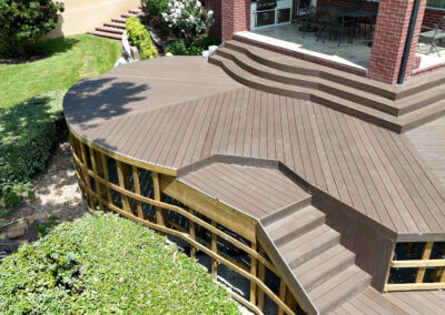 Custom Wood Deck Overlooking Lake Conroe by the Boat Lift, Dock and Bulkhead Company