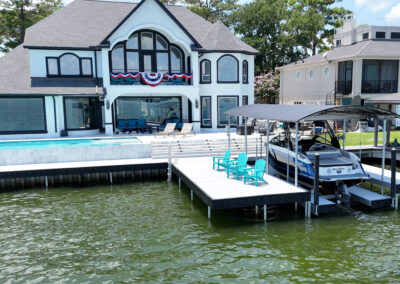 Custom Aluminum Dock & Bikini Top Boat Lift on Lake Conroe by the Boat Lift, Dock and Bulkhead Company