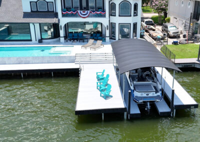 Custom Aluminum Dock & Bikini Top Boat Lift on Lake Conroe