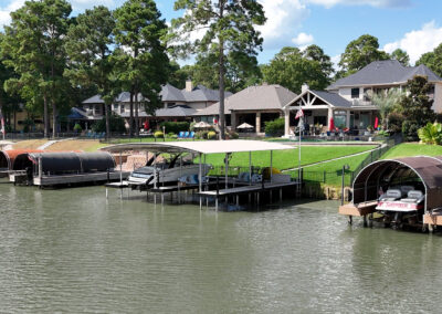 Custom Lake Conroe Boat Cover and Dock System WIth Osprey Boat Lift