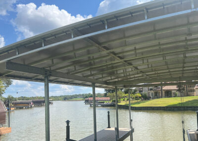 Custom Lake Conroe Boat Cover and Dock System WIth Osprey Boat Lift