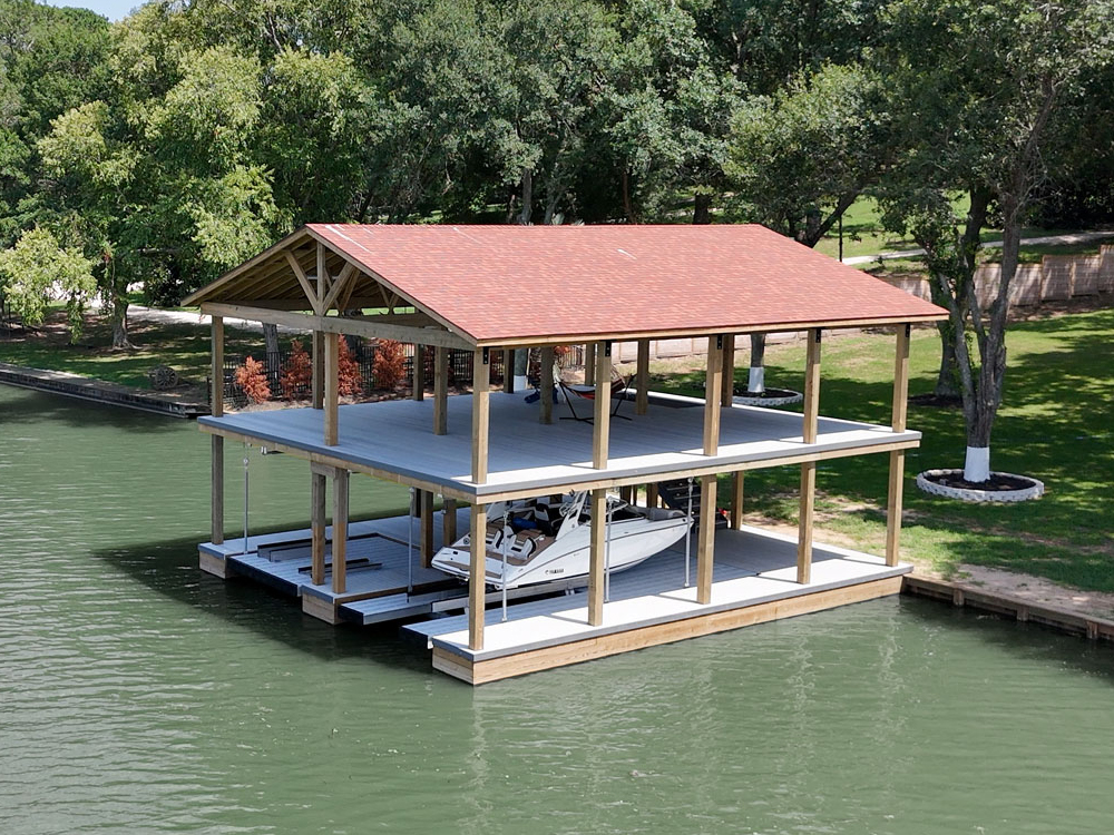 The-boat-lift-company-lake-conroe-livingston-houston-town-ponds-boat-Gadwall Two Story Boat House Lake Conroe and Lake Livingston from The Boat Lift, Dock and Bulkhead Company