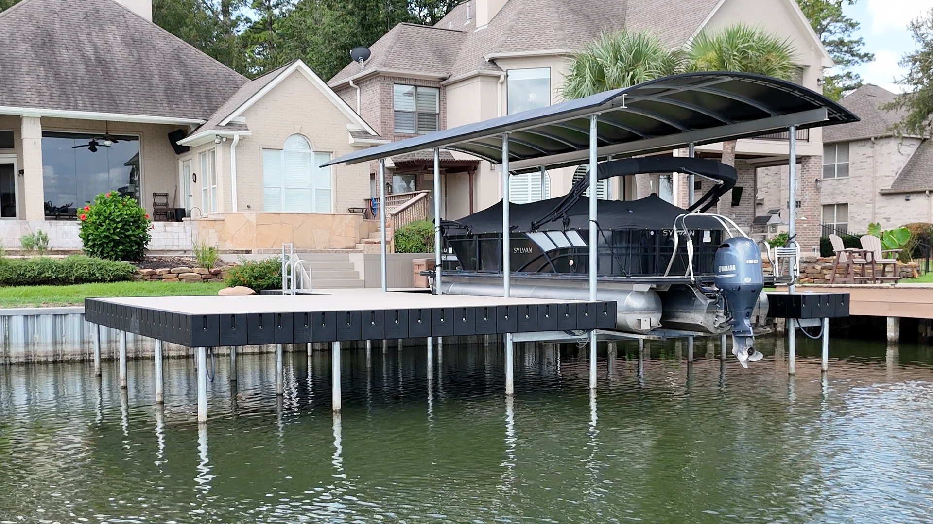 Watts-Aluminum-Dock-Deck-Bikini-Top-Lake-Conroe-4 Aluminum Dock, Bikini Top and Steel Bulkhead on Lake Conroe
