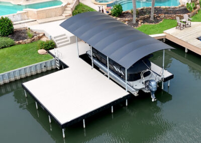 Aluminum Dock, Bikini Top and Steel Bulkhead on Lake Conroe